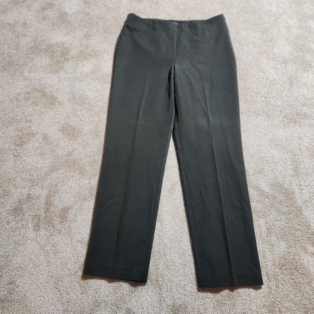 Talbots Classic Side Zip Pants Women 10 Dark Green Mid Rise Straight Leg